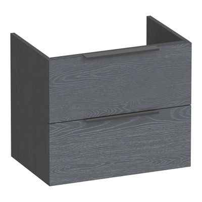 BRAUER Elevate meuble sous-lavabo peu profond 60 sans poignées rapportées 2 tiroirs à fermeture douce et 1 découpe pour siphon - Timber Grey
