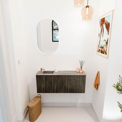 Mondiaz JOYA-DLUX 100cm toiletmeubel - kleur Shadow - Wastafel FAYE positie Links 1 kraangat kleur Oza.
