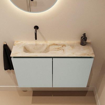 MONDIAZ TURE-DLUX 80cm toiletmeubel Greey. EDEN wastafel Frappe positie links. Zonder kraangat.