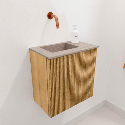 Mondiaz JOYA-DLUX Meuble de toilette 40cm - couleur Oak - Vasque FAYE position Gauche Sans trou de robinet couleur Saba.