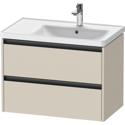 Duravit Ketho.2 Wastafelonderbouwkast - met 2 laden - voor waskom rechts - 78.4x45.5x54.9cm - met grepen antraciet - taupe supermat