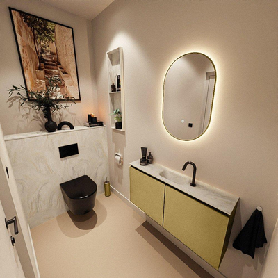 MONDIAZ TURE-DLUX 100cm toiletmeubel Oro. EDEN wastafel Ostra positie midden. Met 1 kraangat.
