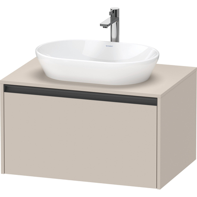 Duravit Ketho.2 Wastafelonderbouwkast - inclusief consoleplaat - met 1 lade - 80x55x45.9cm - met handgreep antraciet - taupe mat