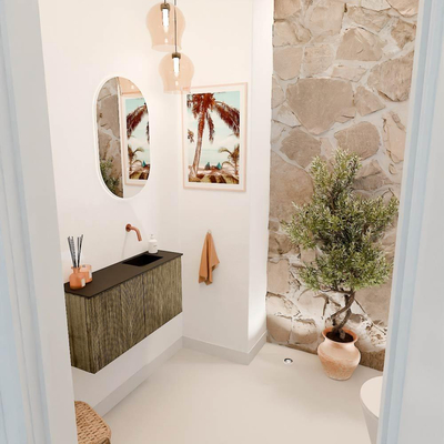 Mondiaz JOYA 80cm toiletmeubel - kleur Dusk - Wastafel FAYE positie Rechts Zonder kraangat kleur Urban.