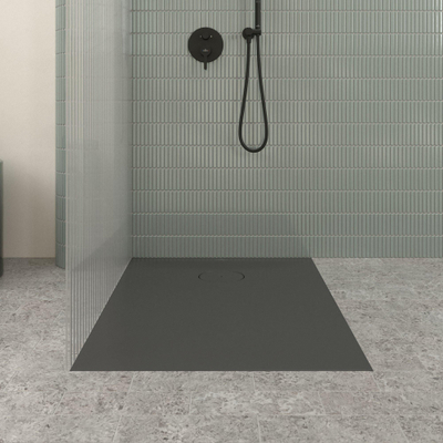 Villeroy & Boch Ecora douchebak - 100x80x3.5cm - afvoer korte zijde - anthracite (antraciet)