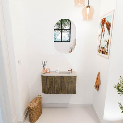 Mondiaz JOYA-DLUX 71.6cm toiletmeubel - ronding links kleur Dusk - Wastafel FAYE positie Rechts 1 kraangat kleur Opalo.
