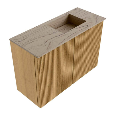 Mondiaz JOYA-DLUX Meuble de salle de bains 60cm - couleur Oak - Vasque FAYE position Droite Sans trou de robinet couleur Arena