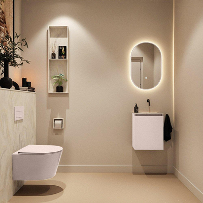 MONDIAZ TURE-DLUX Meuble de toilettes 40 cm Rosee. Lavabo EDEN Ostra position droite. Sans trou de robinet.