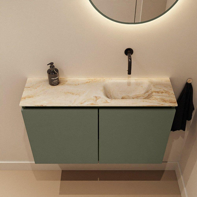 MONDIAZ TURE-DLUX 80cm toiletmeubel Army. EDEN wastafel Frappe positie rechts. Zonder kraangat.