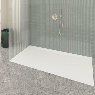 Villeroy & Boch Ecora douchebak - 180x90x3.5cm - afvoer lange zijde - stone white (wit)