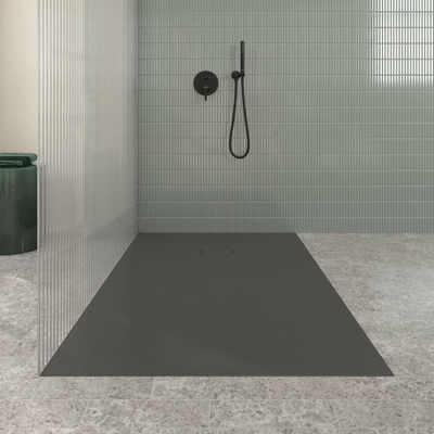 Villeroy & Boch Ecora douchebak - 150x100x3.5cm - afvoer korte zijde - anthracite (antraciet)