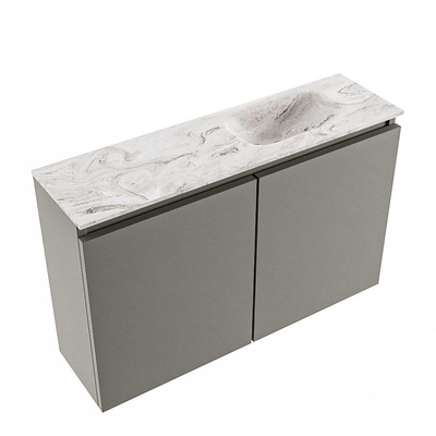 MONDIAZ TURE-DLUX 80cm toiletmeubel Smoke. EDEN wastafel Glace positie rechts. Zonder kraangat.