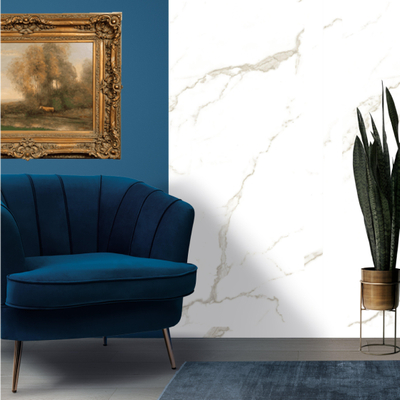 Adema Deco - panneau mural - 280x96.5cm - SPC - 3mm épaisseur - aspect marbre blanc