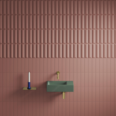 Clou Flush 3 lave-mains 36x18cm s. trou de robinet à droite vert pin mat cér.