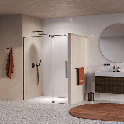 BRAUER Stellar Nisdeur - 2-delig - 140x200cm - draaideur - glascoating - omkeerbaar - helder glas - geborsteld gunmetal PVD