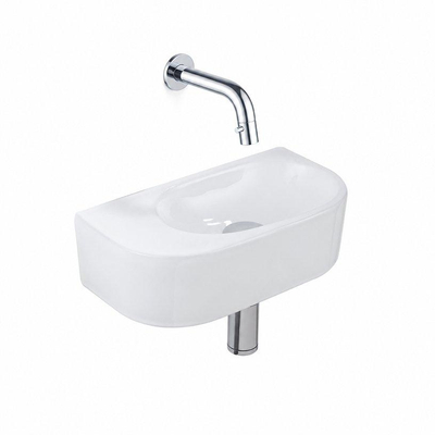 QeramiQ Fuente fonteinset – halfrond – 40x21.5x12 cm – keramiek wit glans – zonder kraangat – chromen kraan