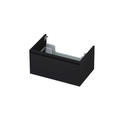 INK Wastafelonderkast - 70x45x35cm - 1 lade - greeploos - MDF lak - Zwart mat