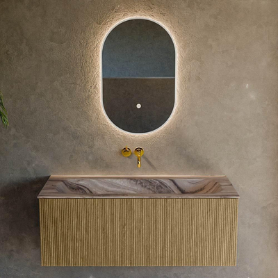 MONDIAZ KURVE-DLUX 110cm badmeubel kleur Dusk met 1 lade en 0 deuren. Wastafel BIG MEDIUM Midden zonder kraangat Sombra.