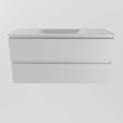 Mondiaz Aivy badmeubelset - 100x45x50cm - 0 kraangaten - 1 wasbak talc Solid surface - Midden - 2 lades - Zonder spiegel - MDF Talc