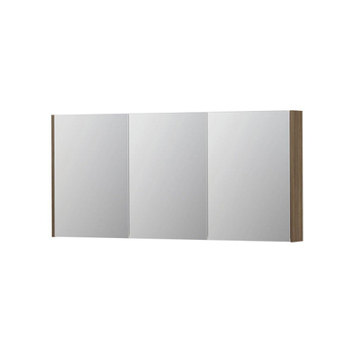 INK SPK2 spiegelkast – 160x74x14 cm – 3 deuren, dubbelzijdige spiegeldeuren – Zuiver Eiken mat