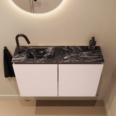MONDIAZ TURE-DLUX Meuble WC 80 cm Rosee. Lavabo EDEN Lava position gauche. Avec 1 trou de robinet.