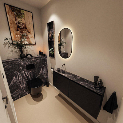 MONDIAZ TURE-DLUX 120cm toiletmeubel Urban. EDEN wastafel Lava positie links. Zonder kraangat.