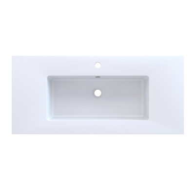 Arcqua Mira Inbouw Wastafel - 101x46x1.5cm - enkele wasbak - 1 kraangat - cast marble - mat wit