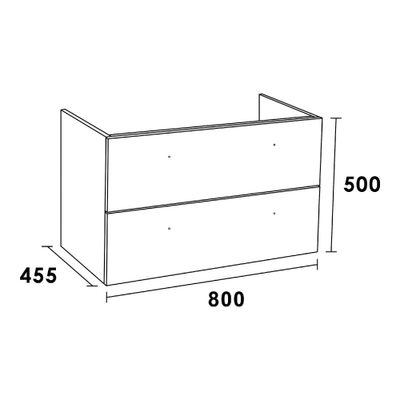 BRAUER EX Meuble sous vasque 80x45.5x50cm 2 tiroirs 1 espace siphon poignée standard MFC Almond