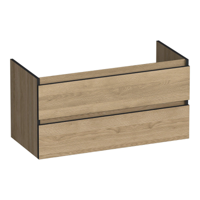 BRAUER Joy Edge wastafelonderkast 100 2 softclose lades - greeploos - 1 sifon uitsparing - Sunlit