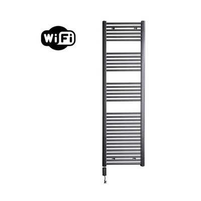 Sanicare HVW Elektrische Radiator - 172x45cm - 920W - wifi - thermostaat - zwart - linksonder - gunmetal (antraciet)