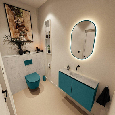 MONDIAZ TURE-DLUX 80cm toiletmeubel Smag. EDEN wastafel Opalo positie midden. Zonder kraangat.
