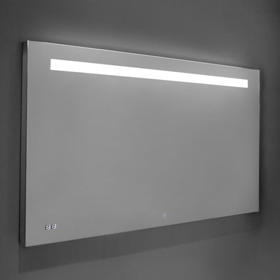 Exclusive Line Clock Spiegel - 50x70cm - verlichting - klok - aluminium
