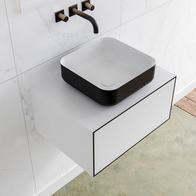 Mondiaz Lagom Meuble salle de bains 60x30.9x45cm Solid Surface Urban 1 tiroir avec lavabo BINX vasque à poser Centre sans trous de robinet