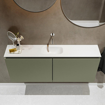 MONDIAZ TURE Toiletmeubel 120x23x50cm met 0 kraangaten 2 deuren army mat Wastafel Eden midden Solid Surface Wit