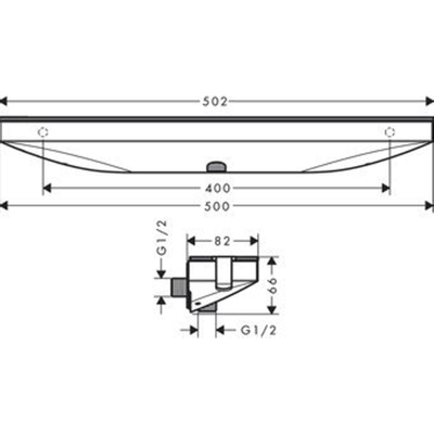 Hansgrohe Fixfit Porter 500 muuraansluiting m. planchet met douchehouder rechts 50.2x8.2cm chroom