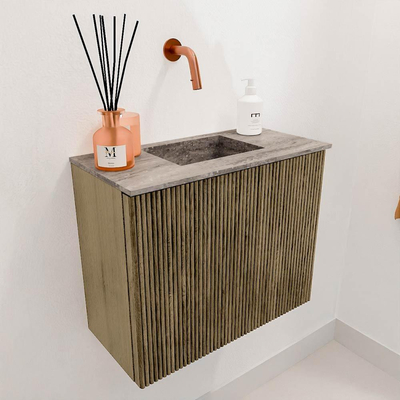 Mondiaz JOYA-DLUX Meuble de toilette 50cm - couleur Dusk - Vasque FAYE position Milieu Sans trou de robinet couleur Oza