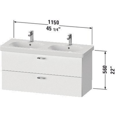 Duravit XBase Meuble sous-lavabo 120x45.8x56cm Poignée standard avec fermeture en douceur panneau de particules blanc Mat