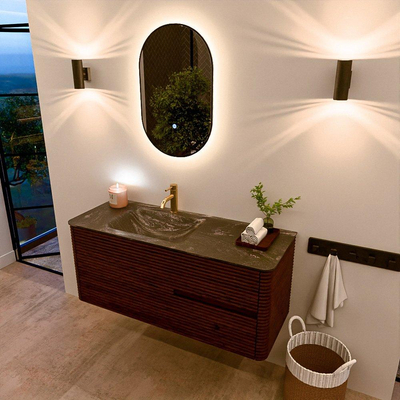 Mondiaz CIRO-DLUX Badkamermeubelset - 120x45x50cm - Solid surface wastafel Lava - 1 wasbak Links - 1 kraangat - 2 lades - Ruby