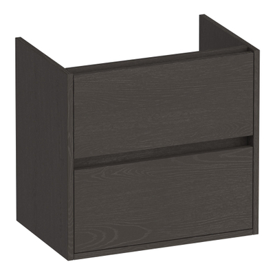 BRAUER Adore meuble sous lavabo peu profond - 60x39x55cm - 2 tiroirs softclose - sans poignée - 1 découpe pour le siphon - Bois Anthracite