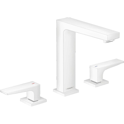 Hansgrohe Metropol wastafelkraan - model 160 - opbouw - 3-gats - tweegreeps - mat wit