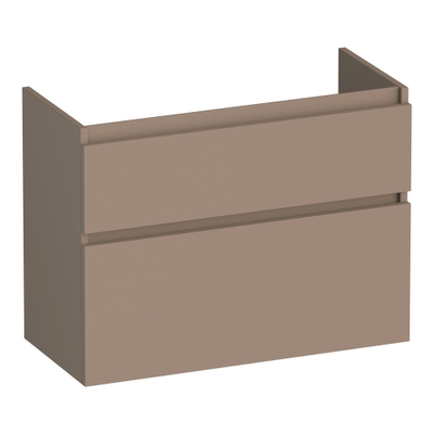 BRAUER Delight wastafelonderkast ondiep - 80x39x60cm - 2 softclose lades - greeploos - 1 sifon uitsparing - mat mokka