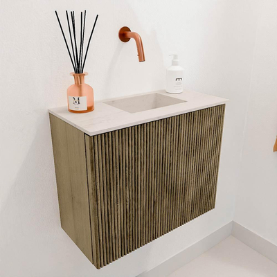 Mondiaz JOYA-DLUX 50cm toiletmeubel - kleur Dusk - Wastafel FAYE positie Rechts Zonder kraangat kleur Meli.