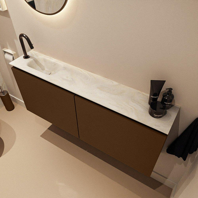 MONDIAZ TURE-DLUX 120cm toiletmeubel Rust. EDEN wastafel Ostra positie links. Met 1 kraangat.