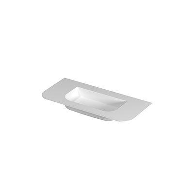 INK Fora Lavabo - 100x45x1.7cm - sans trou de robinet - coins arrondis - porcelaine - blanc mat