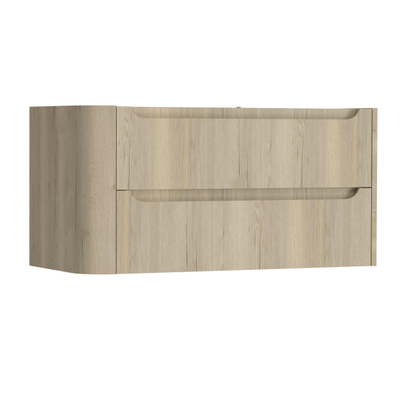 H&R Badmeubelen Juice Wastafelonderkast - 100x45x50cm - linkerhoek afgerond - 2 lades - geïntegreerde greep - French oak