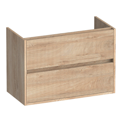 BRAUER Adore Wavy wastafelonderkast ondiep 80 2 softclose lades - greeploos - 1 sifon uitsparing - Forest Wheat