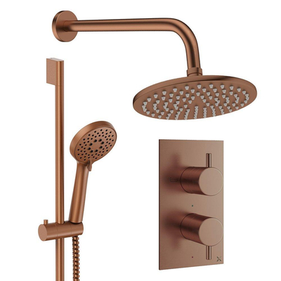 Crosswater MPRO inbouw regendoucheset – Ø20 cm hoofddouche – ronde handdouche – 2 hendels – brons geborsteld