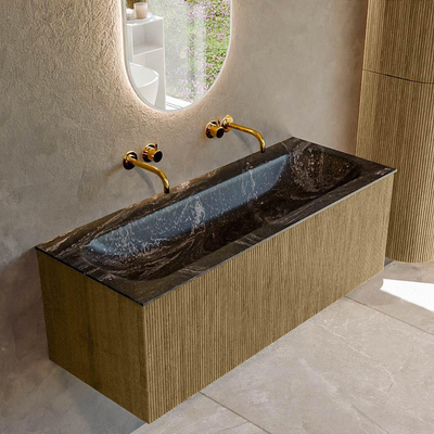 Mondiaz KURVE-DLUX Badkamermeubelset - 120x46x40cm - 1 lade - wastafel solid surface - midden - zonder kraangat - Dusk