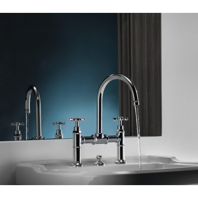 AXOR Montreux wastafelkraan - model 220 - opbouw - hoog - 3-gats - met kruisgrepen - chroom
