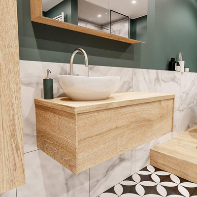 Mondiaz LUSH Meuble salle de bains avec 1 tiroir lavabo BARCO 100x30x45cm Gauche 1 trou de robinet Washed oak